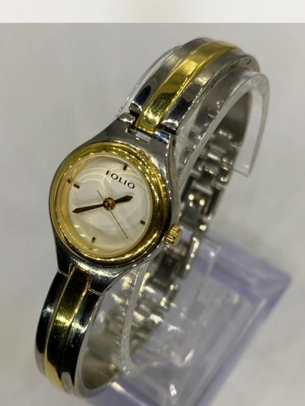 *** Folio  ^^^ Two-Tone Gold & Silver Women’s Bracelet Watch ***